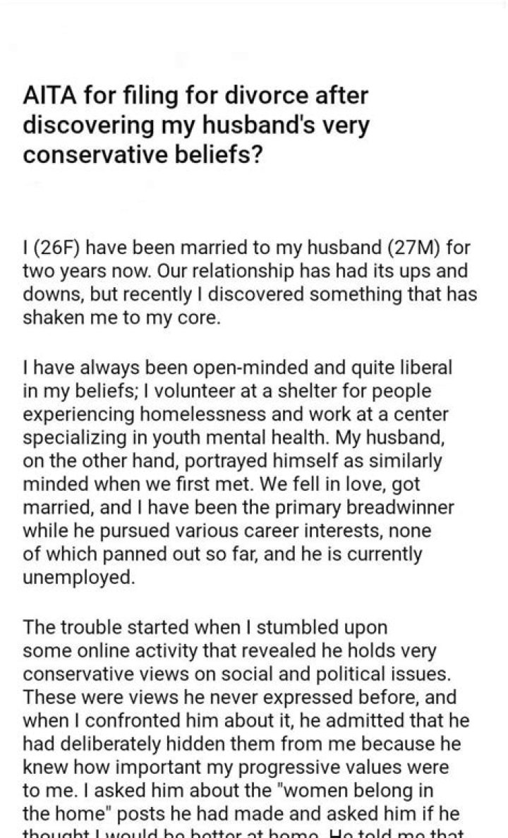 AITA for Filing for Divorce and Disowning