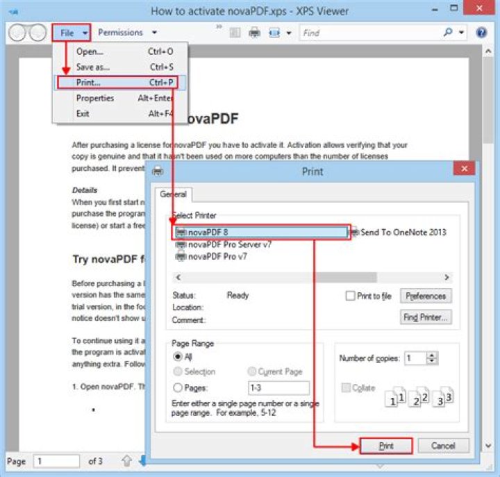 Convert XPS/OXPS to PDF novaPDF